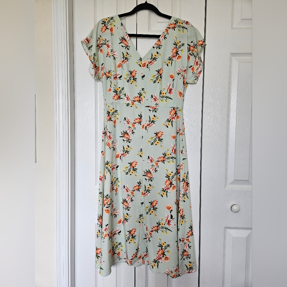 Ann Taylor Factory Pale Green Floral Dress Size 4